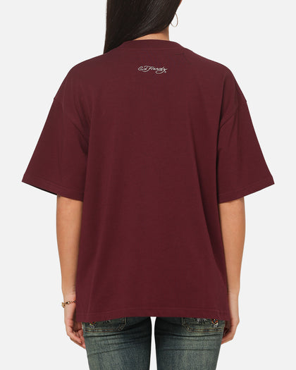 Ed Hardy Trinity Rhinestone T-Shirt Plum