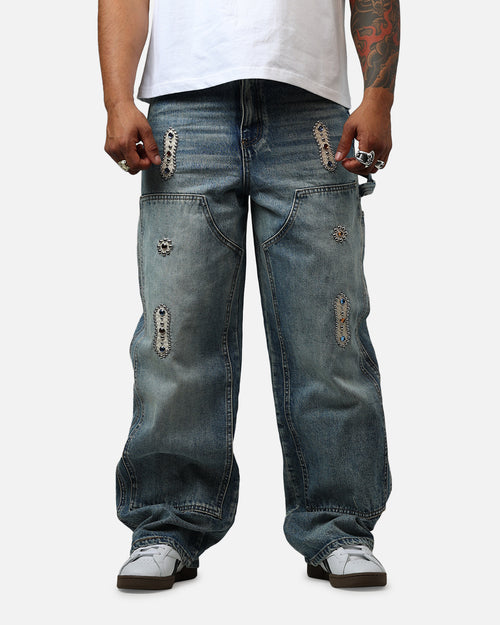 MNML Ultra Baggy Western Jewel Jeans Blue