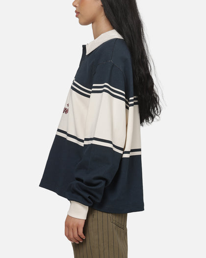 Carre Varsity Long Sleeve Polo Shirt Vintage Navy