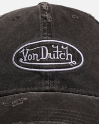 Von Dutch Von Dutch Distressed Twill Strapback Cap Black