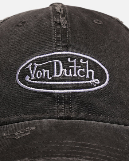 Von Dutch Von Dutch Distressed Twill Strapback Cap Black