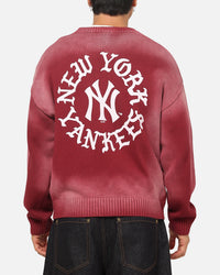Majestic Athletic New York Yankees Black Letter Knit Crewneck Sour Cherry