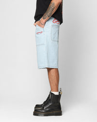 Ed Hardy Dragon Jorts Light Blue