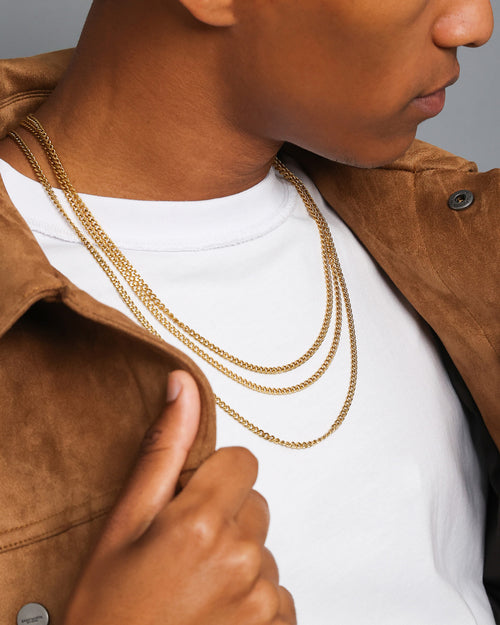 NXS 3mm Micro Cuban Chain Set Gold