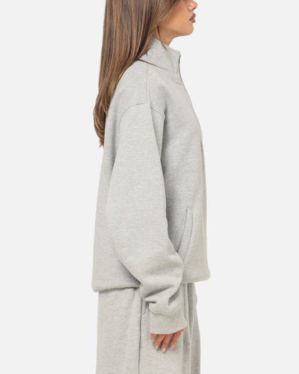 American Thrift Leisure Quarter Zip Mock Neck Sweater Grey Marle
