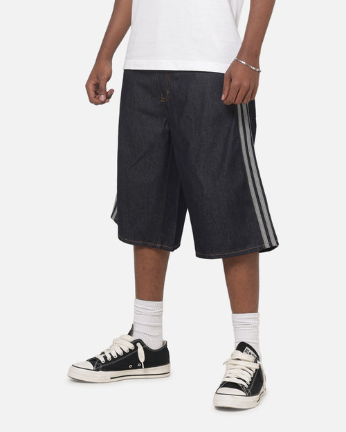 Adidas  Adicolor Jorts Mid-Rise Straight Leg Firebird Shorts Indigo Denim