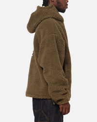 Carre Sherpa Hooded Jumper Khaki