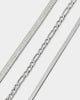 Raising Hell Women's Snake and Figaro Chain Set White Gold