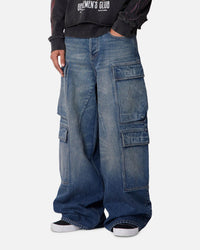 MNML Baggy Cargo Denim Pants Blue