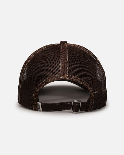 S Double Mid-Block Curved Peak Trucker Strapback Natural