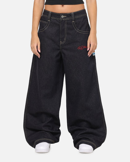 Ed Hardy Dragon Ultra Wide Leg Jeans Indigo Denim
