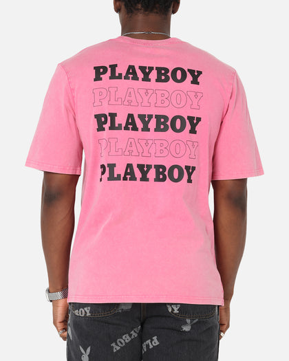 Playboy Stack Washed T-Shirt Washed Raspberry