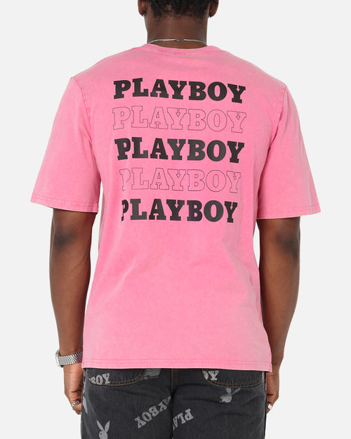 Playboy Stack Washed T-Shirt Washed Raspberry