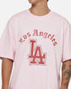 Majestic Athletic Los Angeles Dodgers Blackletter Arch Cropped T-Shirt Pink