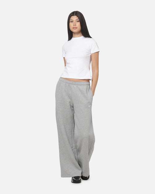 Nike Women's Studio Fleece Medium Weight Mid-Rise Wide-Leg Pants Dark Grey Heather