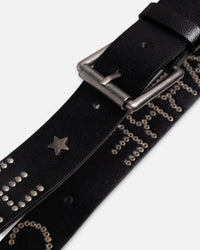 Carre Studded Vegan Leather Belt Black