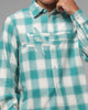 Loiter Hybrid Flannel Button Up Shirt Green-Plaid