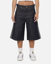 Adidas  Adicolor Jorts Mid-Rise Straight Leg Firebird Shorts Indigo Denim