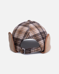 Kangol Plaid Earflaps Baseball Cap Tan