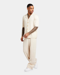 XXIII Terry Knit Button Up Shirt Tan