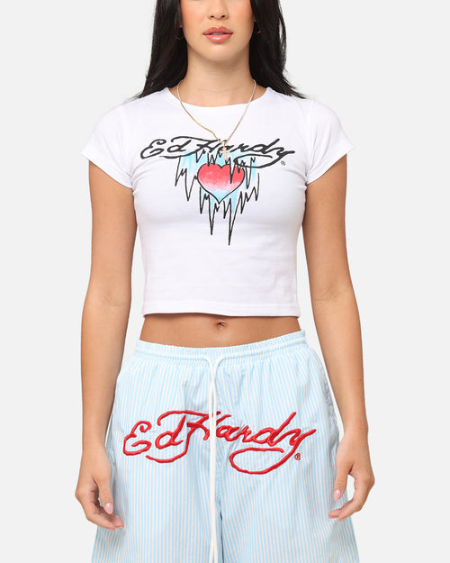 Ed Hardy Women's Ice Heart Baby T-Shirt White