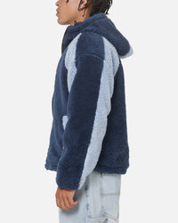 Carre Cream Sherpa Hood Zip Jacket Navy