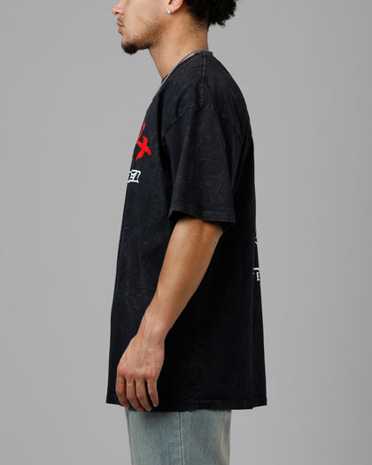 Loiter Pain Vintage T-Shirt Black Acidwash