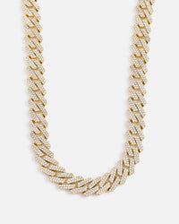 Saint Morta 18" 14mm Iced Interlink Chain Iced Gold