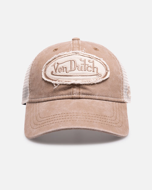 Von Dutch Distressed Trucker Snapback Brown/Taupe