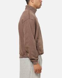 American Thrift Leisure Quarter Zip Mock Neck Sweater Washed Brown