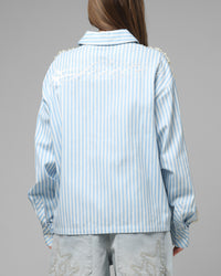 Loiter Pearl Button Up Shirt Blue Stripe