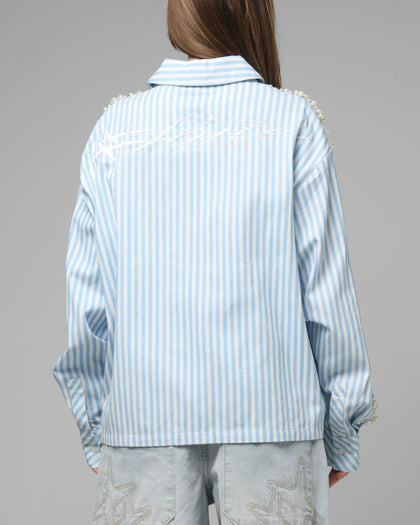 Loiter Pearl Button Up Shirt Blue Stripe