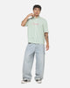 Vouseti Off Court Button Up Shirt Money Green White Stripe