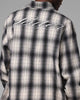 Loiter Heaven Distressed Flannel Button Up Shirt Black/White