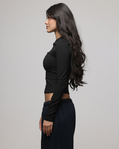 American Thrift Women's Fitted Long Sleeve T-Shirt Black