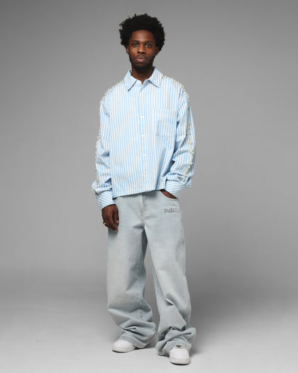 Loiter Pearl Button Up Shirt Blue Stripe
