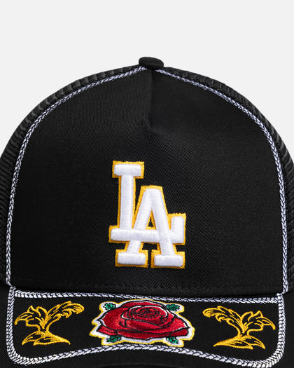 New Era Los Angeles Dodgers 'Rose Visor' 9FORTY A-Frame Trucker Snapback Black/Rose