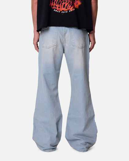 MNML Distressed Kick Flare Denim Jeans Blue