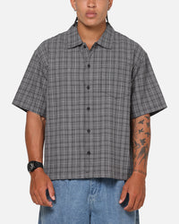 Carre Plaid Button Up Shirt Black-Plaid