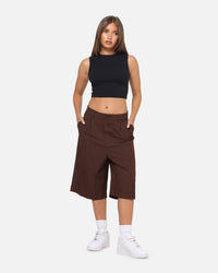 Carre Heritage Pleated Shorts Brown