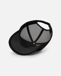 S Double Mid-Block Curved Peak Trucker Strapback Black
