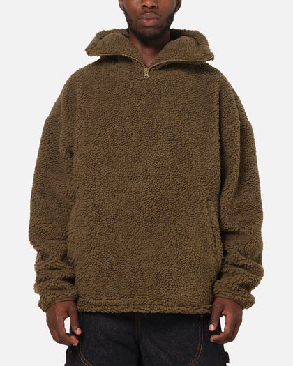 Carre Sherpa Hooded Jumper Khaki
