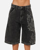Ed Hardy Women's Distressed Logo Jorts Black