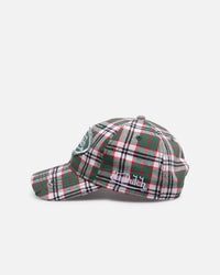 Von Dutch Distressed Plaid Dad Snapback Green