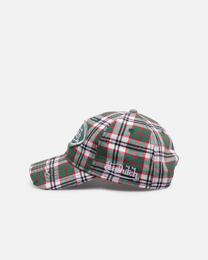 Von Dutch Distressed Plaid Dad Snapback Green