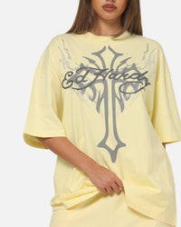 Ed Hardy Trinity Rhinestone T-Shirt Butter Yellow