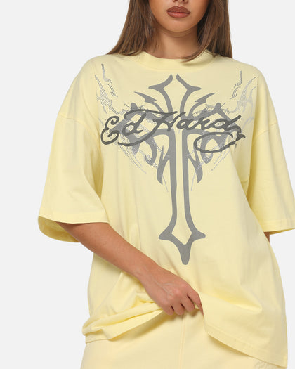 Ed Hardy Trinity Rhinestone T-Shirt Butter Yellow