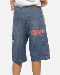 X-Large Oval Baggy Cargo Denim Shorts Indigo Blue