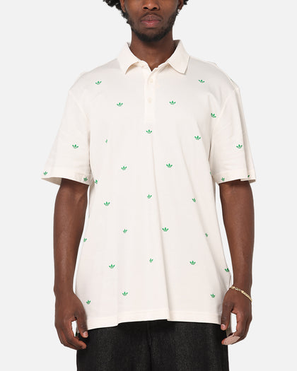 Adidas Originals Printed Trefoil Polo T-Shirt Chalk White