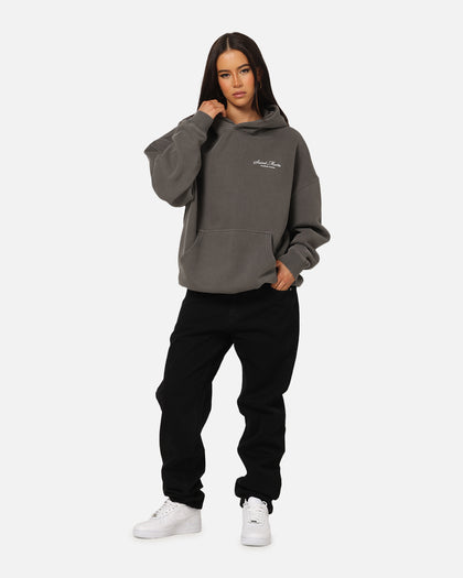 Saint Morta Studios Logo Boxy Hoodie Washed Black